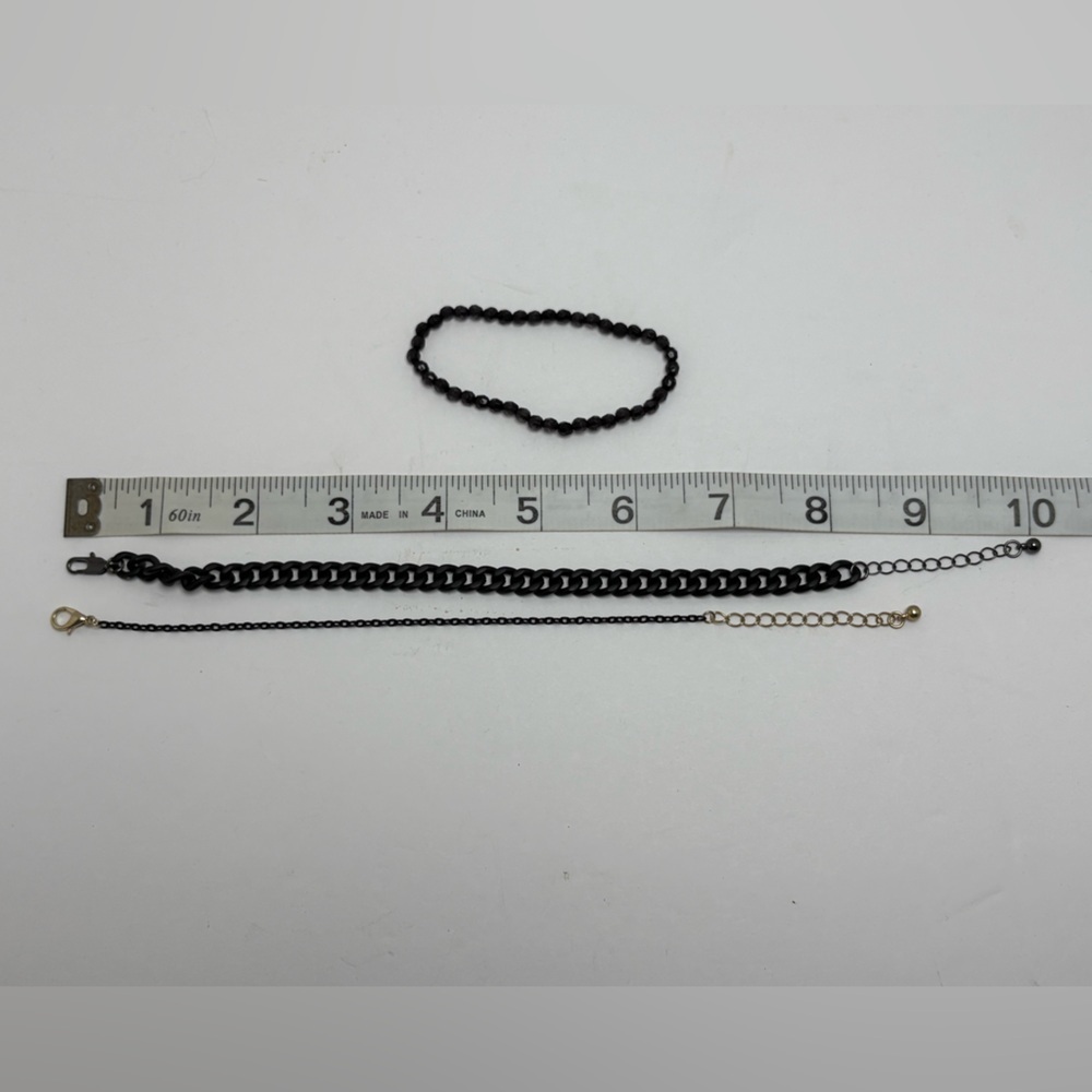 Set of 3 Black Chain and Bead Bracelets - Picture 5 of 6